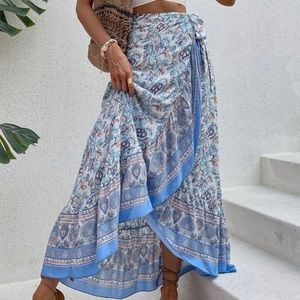 Floral Print Wrap Skirt